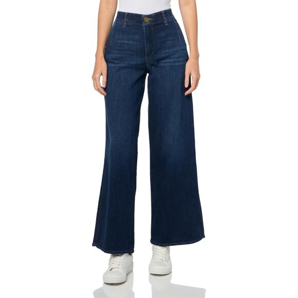 Womens Wide Leg Jean Cotton Spandex Ab Solution Tummy Control Casual - Picture 1 of 3